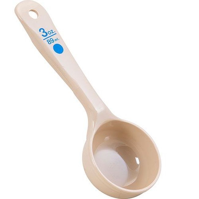 432606 Measure Miser Polycarbonate Beige Solid Short Handle Portion Spoon, 3 oz Capacity