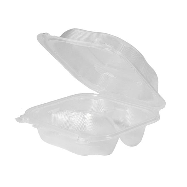 Clear Polypropylene Medium 3 Compartment Hinged Container