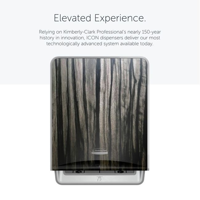 ICON Automatic Hard Roll Towel Dispenser with Ebony Woodgrain Design Faceplate