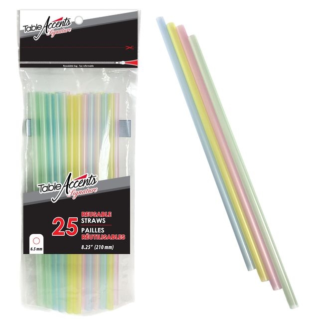Signature Assorted Colours Reusable Polypropylene Straw