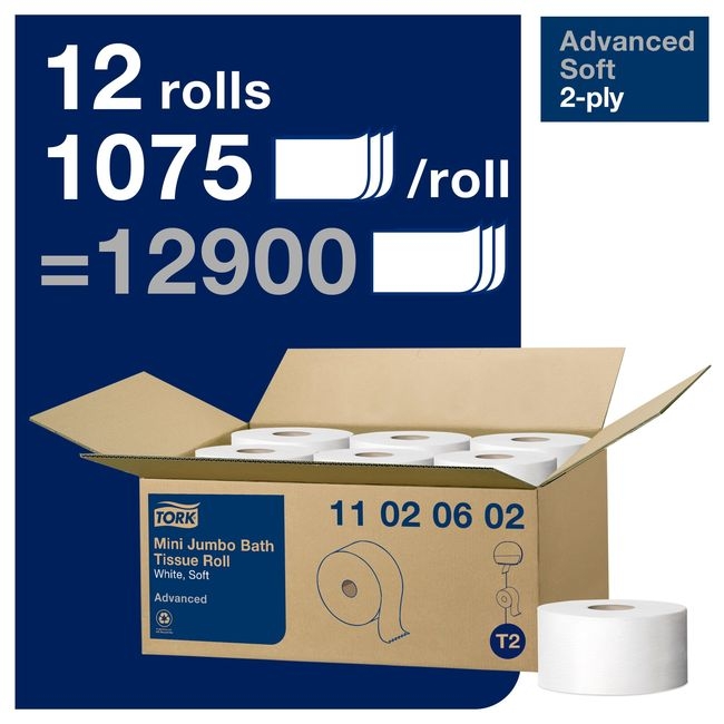 White 2-Ply Soft Mini Jumbo Bath Tissue Roll