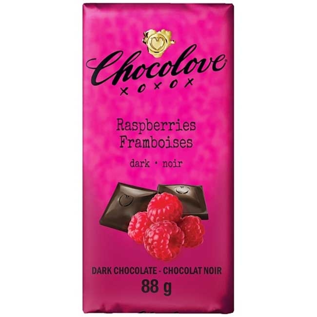 Raspberries in Dark Chocolate Bar