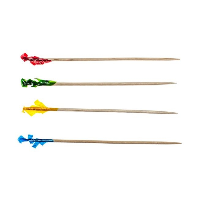 4 inch Assorted Color Wood Frill Toothpick