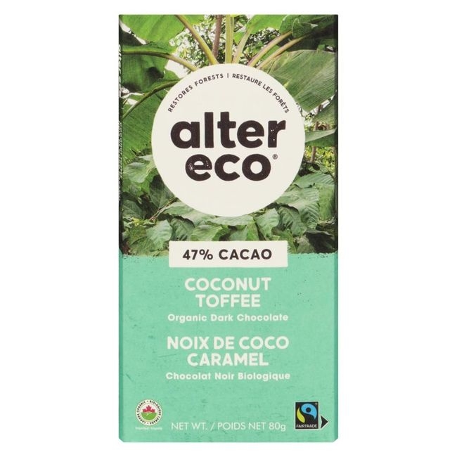 Organic Coconut Toffee Dark Chocolate Bar