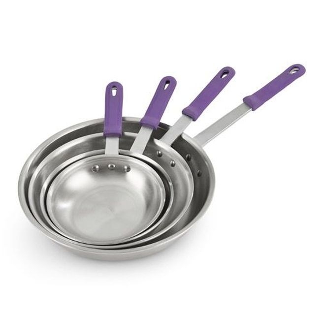 401080 Wear Ever Natural Finish Fry Pan with Purple Silicone Handle, 10 in