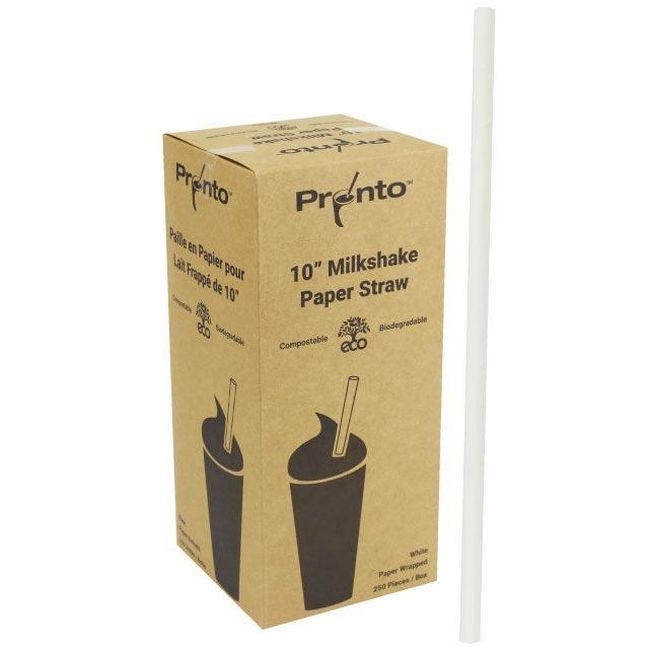 White Milkshake Wrapped Paper Straw