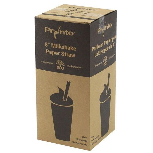 Black Milkshake Unwrapped Paper Straw