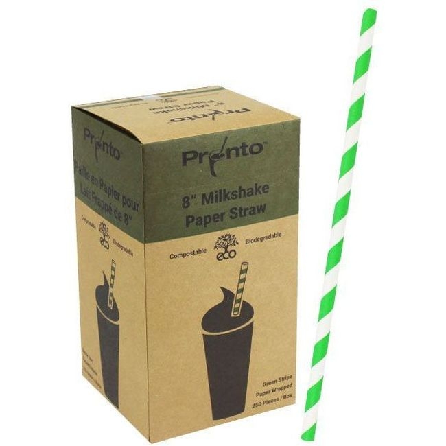 Green Stripe Milkshake Wrapped Paper Straw