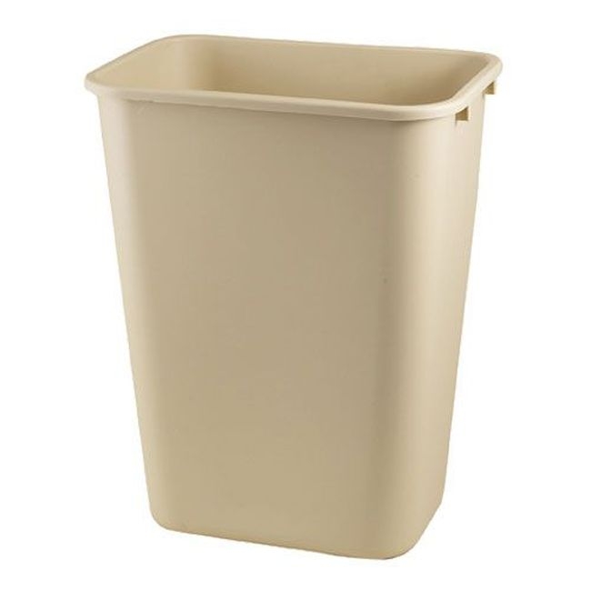 34294106 Beige Polypropylene Rectangle Office Wastebasket, 10 gal Capacity