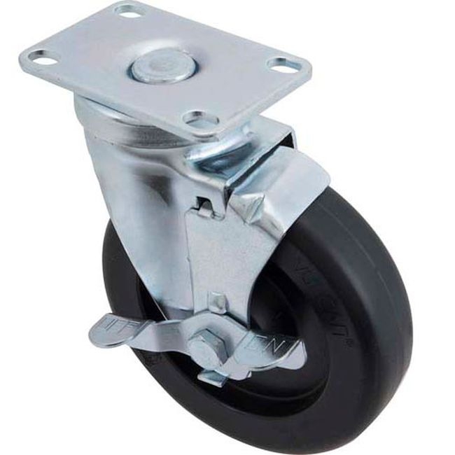 FRY8100357 Swivel Plate Caster with Brake, 5 in Dia.