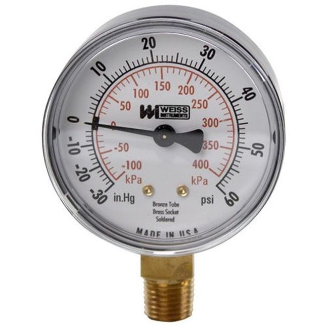 GROZ084208 30 VAC-60 PSI Dual Scale Vacuum / Pressure Gauge