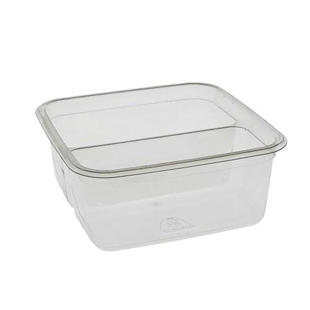 Clear RPET 6 in Square 2-Compartment Container