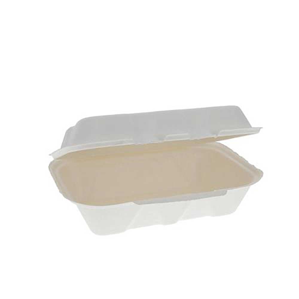 White 1-Compartment Hinged Lid Container