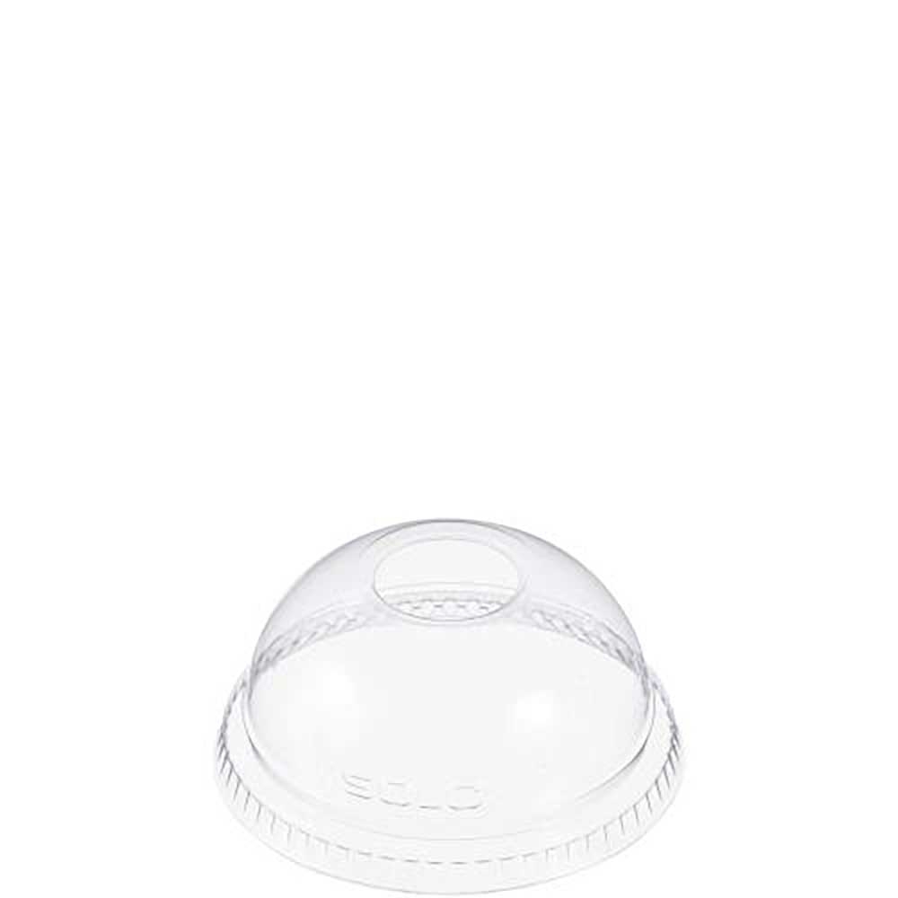 Clear 9-10 oz PET Dome Lid with 1 in Hole