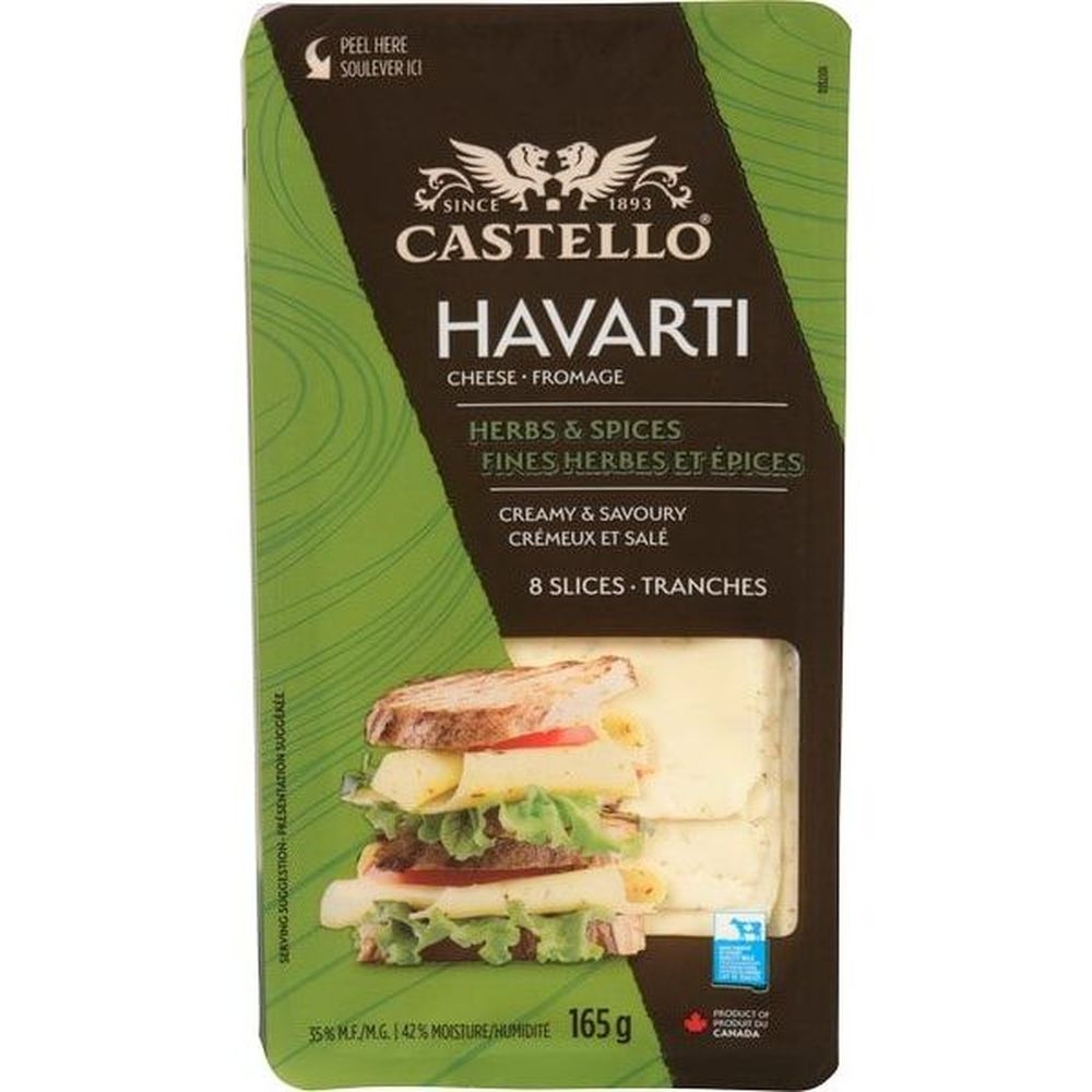 Sliced Herbs and Spices Havarti Cheese