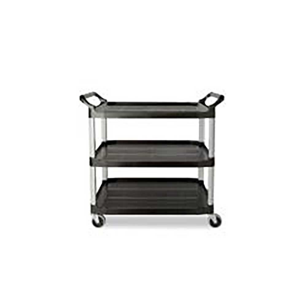 Black Open-Sided Utility Cart with 3 Shelf