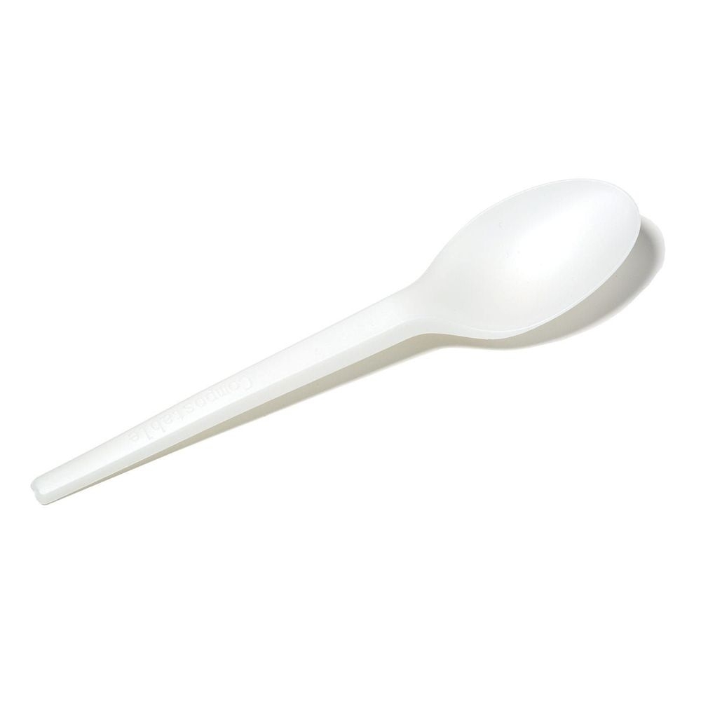 CPLA Compostable Natural White Spoon - Individually Wrapped