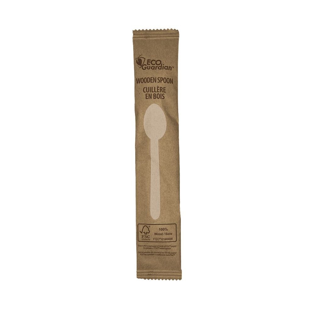 Compostable Individually Wrapped Wooden Spoon
