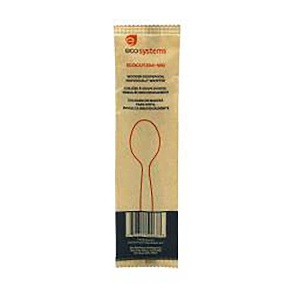 Individually Wrapped Brown Wooden Soupspoon