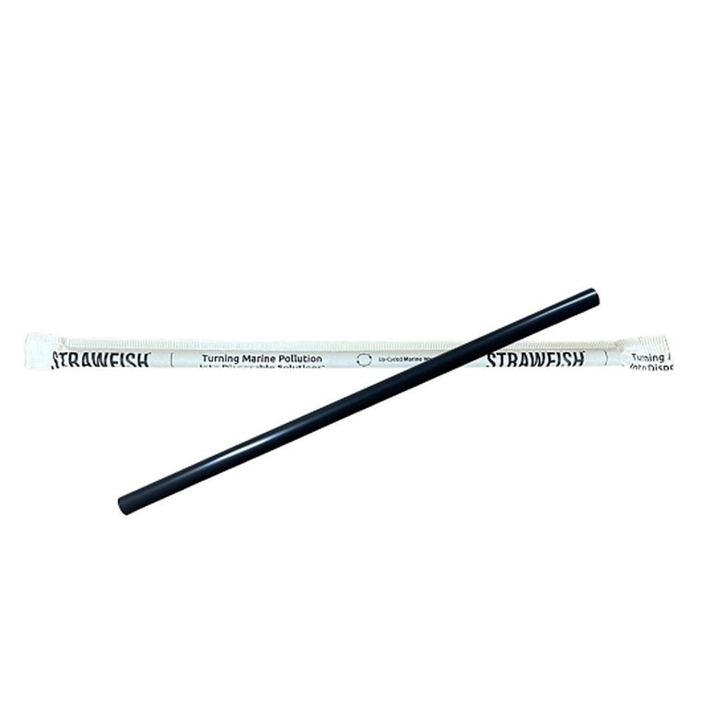 7.75 in x 8 mm Black Biodegradable Paper Wrapped Giant Straw