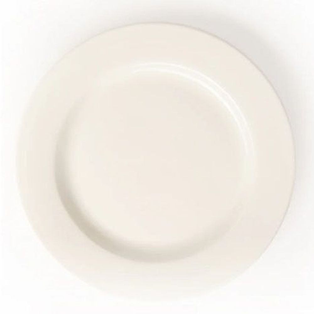 White Porcelain Dinner Plate with Wide Rim 11 in