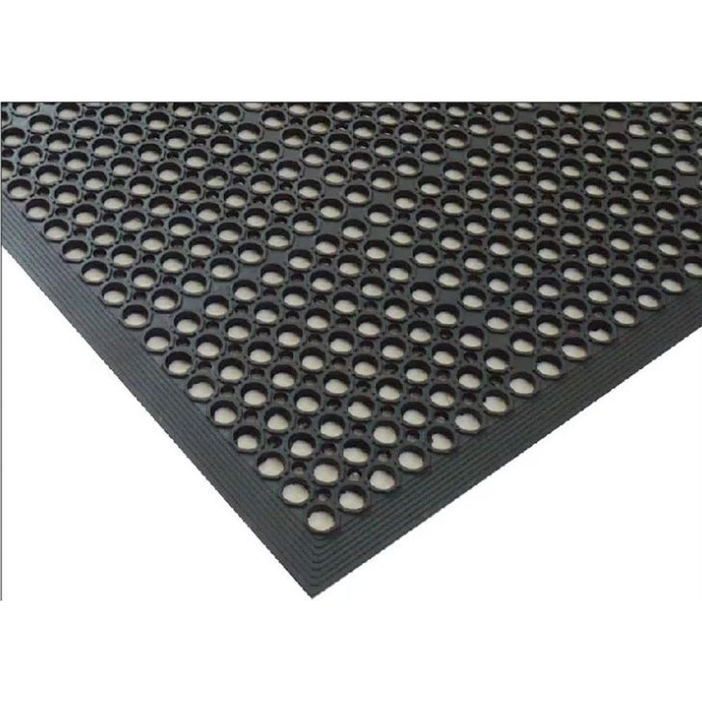 Happy Mat Economy Black Rubber General Purpose Beveled Edge Anti Fatigue Mat, 3 X 5 Feet X 3/8 Inch