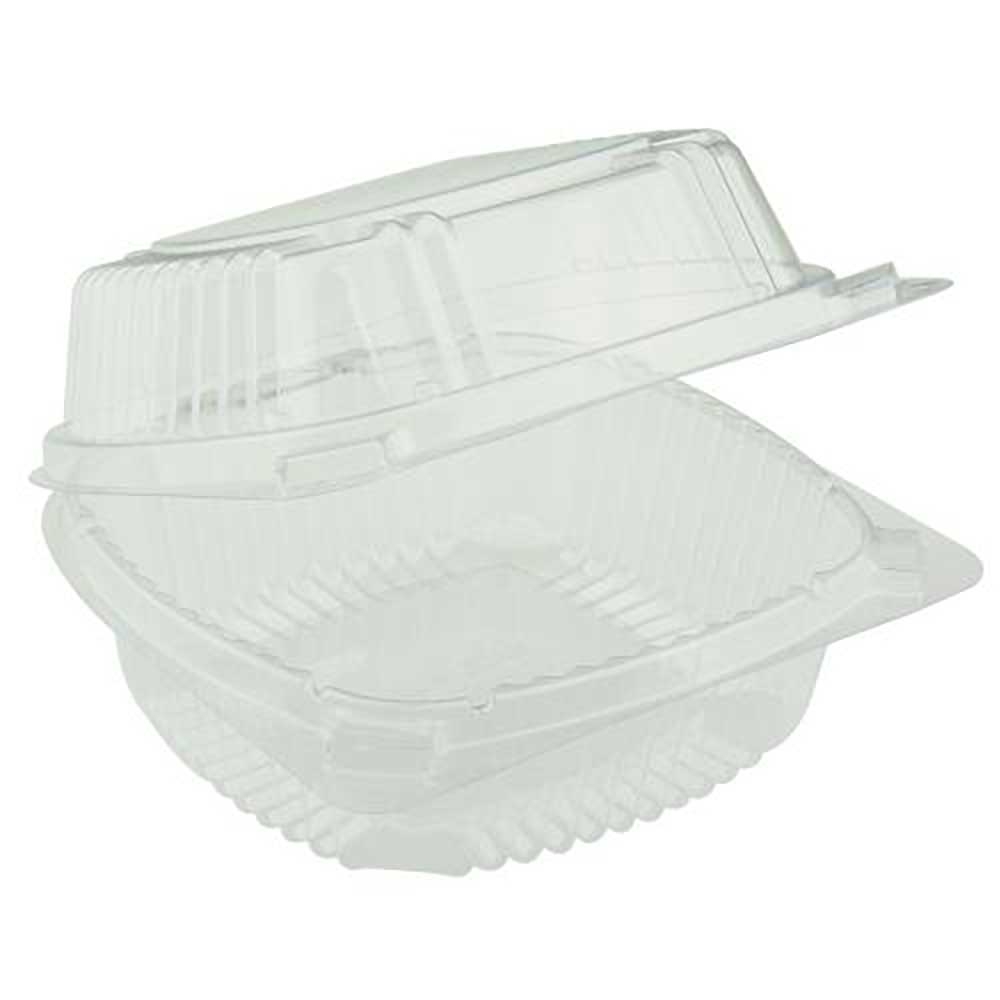 Clear Compostable PLA Clear Hinged Lid Container
