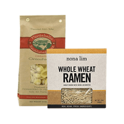 Contains 2 Organic and Whole Wheat Pasta products