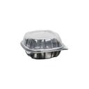 Inno-Pak 6 inch Rigid 1 Cell Clear Polypropylene Top Black Bottom Carry Out Microwave Hinged Container, 22 Fluid Ounce -- 171 per case