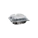 Inno-Pak 8 inch Rigid 1 Cell Clear Polypropylene Top Black Bottom Carry Out Microwave Hinged Container, 138 per case
