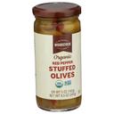 Woodstock Organic Red Pepper Stuffed Green Olives, 8.5 Ounce -- 12 per case