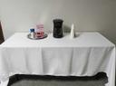 Intedge White Poly/Cotton Tablecloth, 54 x 114 inch