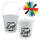HOWW Polypropylene Orange Handle Translucent Rum Bucket with 1 COLOR Custom Logo, 32 Ounce Capacity -- 192 per case