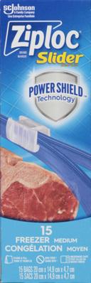 ZIPLOC BRAND SLIDER BAGS FREEZER MEDIUM