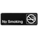 Winco Black No Smoking Information Sign with Symbol, 3 x 9 inch.