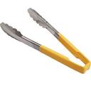 4780950 Stainless Steel Antimicrobial One Piece Scalloped Tong with Yellow Kool-Touch Handle, 9.5 inch Length