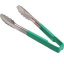 4780970 Stainless Steel Antimicrobial One Piece Scalloped Tong with Green Kool-Touch Handle, 9.5 inch Length
