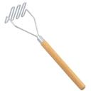 Nickel-Plated Square-Face Potato Masher with Wooden Handle