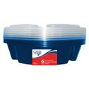 34 oz Round Blue 3 Compartments Meal Prep Container with Lid