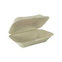 No PFAS Added Sugarcane Blended Compostable Hinged-Lid Container