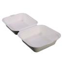 White Compostable Molded Fiber Hinged Container, 6 x 6 inch