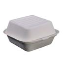 White Compostable Molded Fiber Hinged Container, 6 x 6 inch