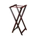 Tall Mahogony Wood Folding Tray Stand with Center Bar Support, 17 x 16.3 x 32.5 in