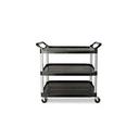 Black Open-Sided Utility Cart with 3 Shelf