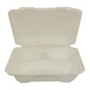 9 x 9 in Bagasse Large 3 Compartment Container