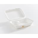Compostable Bagasse Fibre 2-Compartment Hinged Clamshell Container