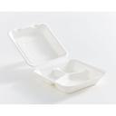 Compostable Bagasse Fibre 3 Compartment Hinged Clamshell Container
