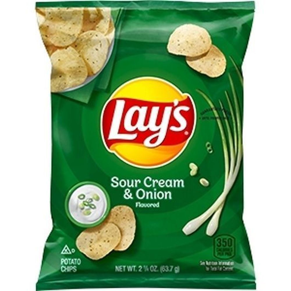 Lay's Sour Cream And Onion Potato Chips, 2.25 Ounce -- 24 Per Case