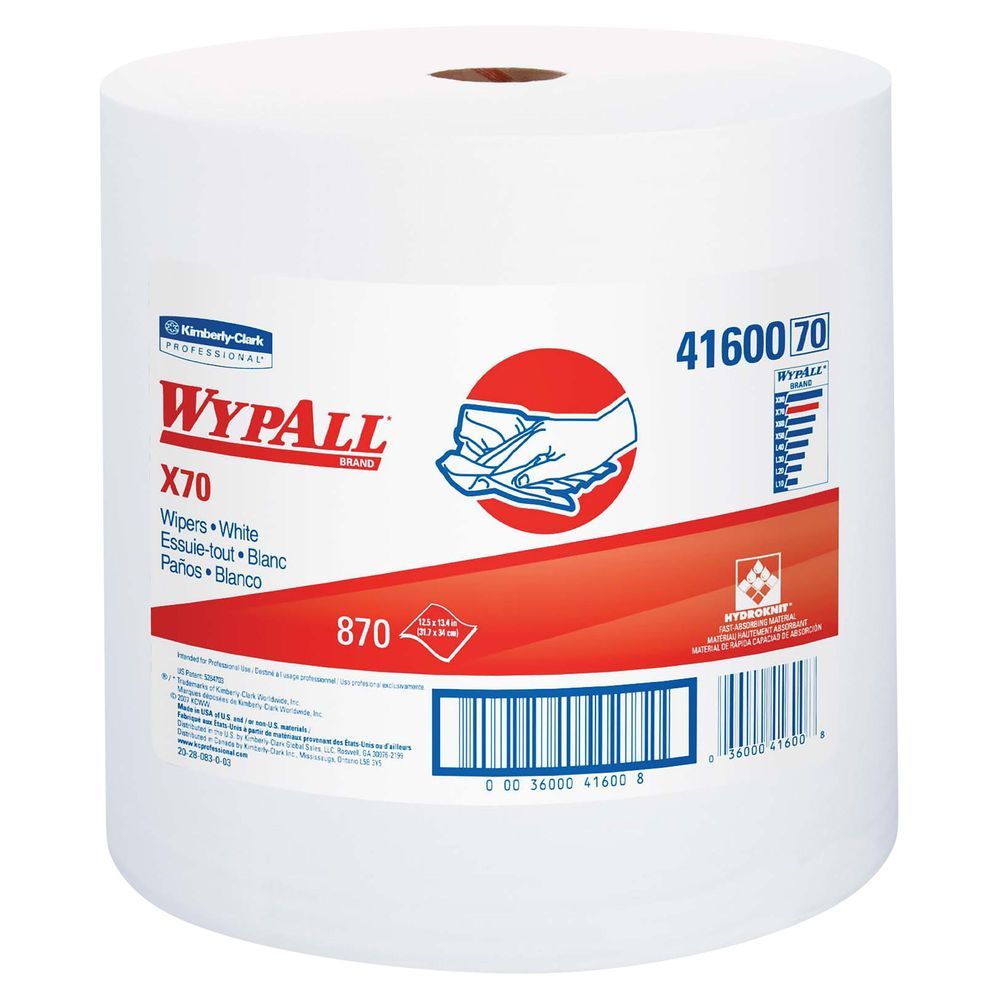 Wypall Powerclean White Jumbo X70 Medium Duty Cloth, 870 Count
