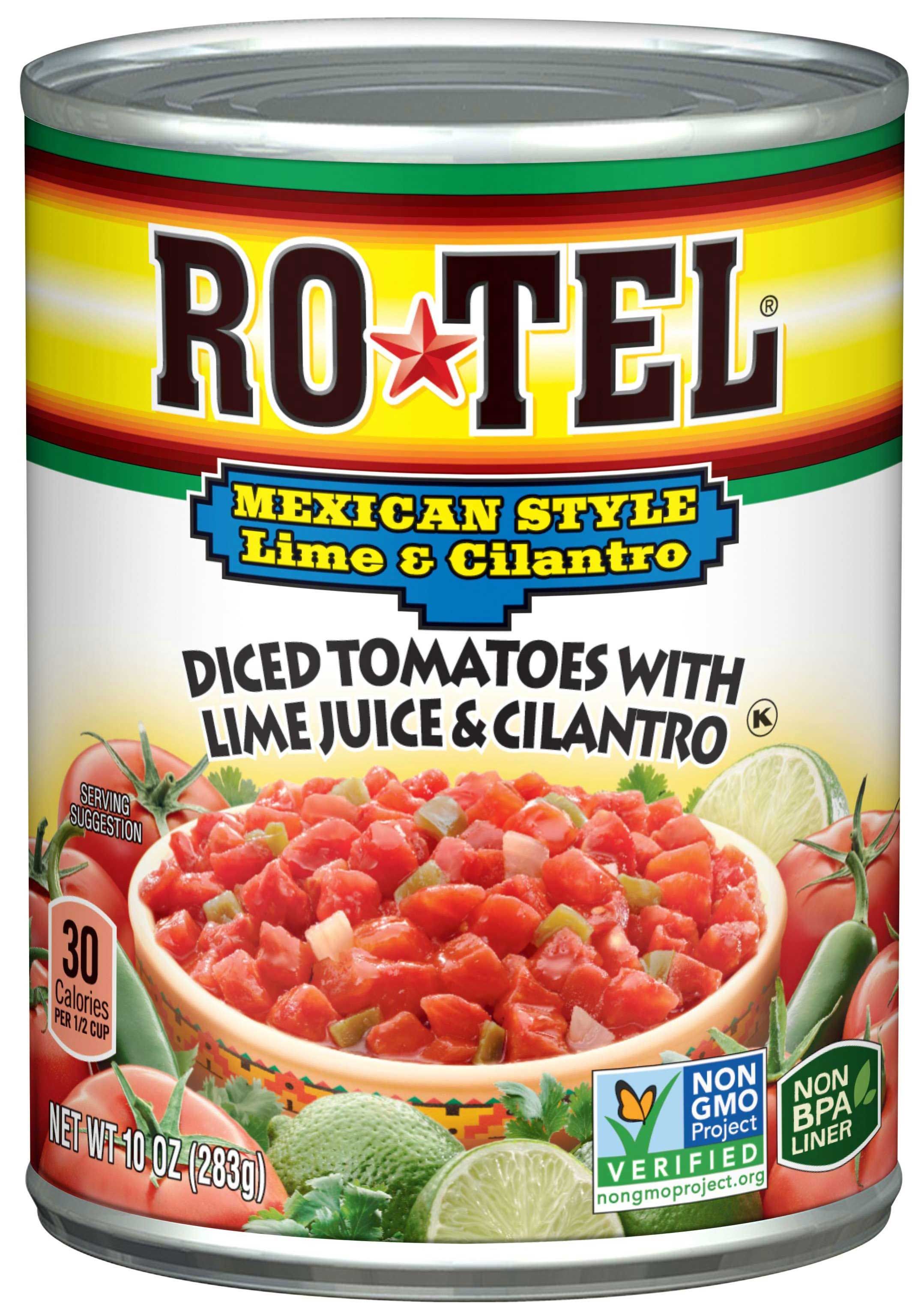 Ro Tel Mexican Lime And Cilantro Diced Tomatoes, 10 Ounce -- 12 Per Case